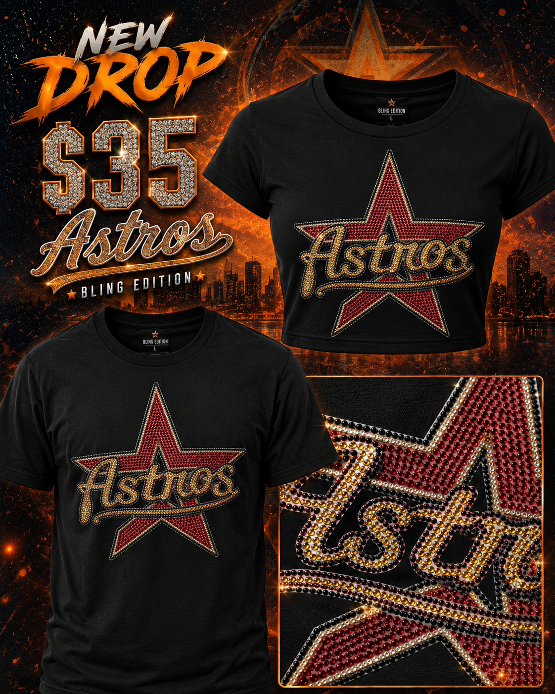 Astros rhinestone star