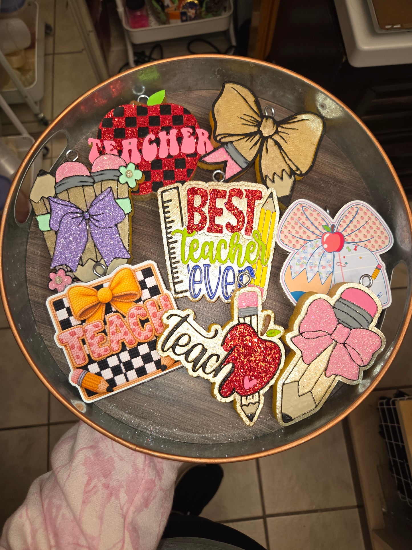 Teach Cardstock yellow bow checked background