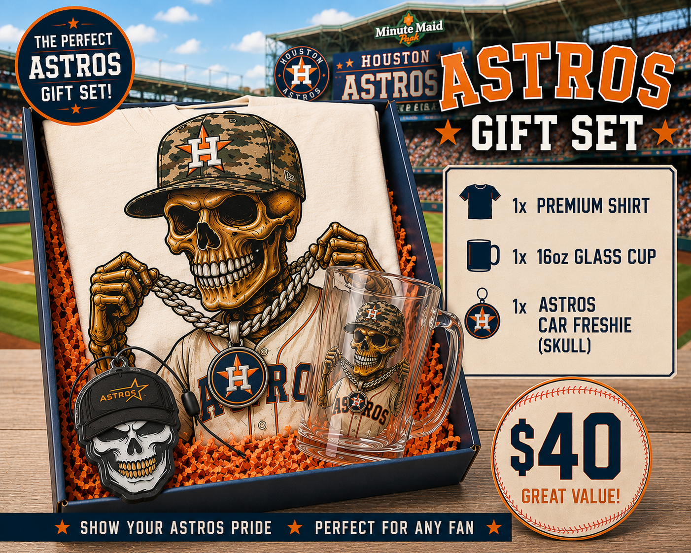 Astros skull gift set