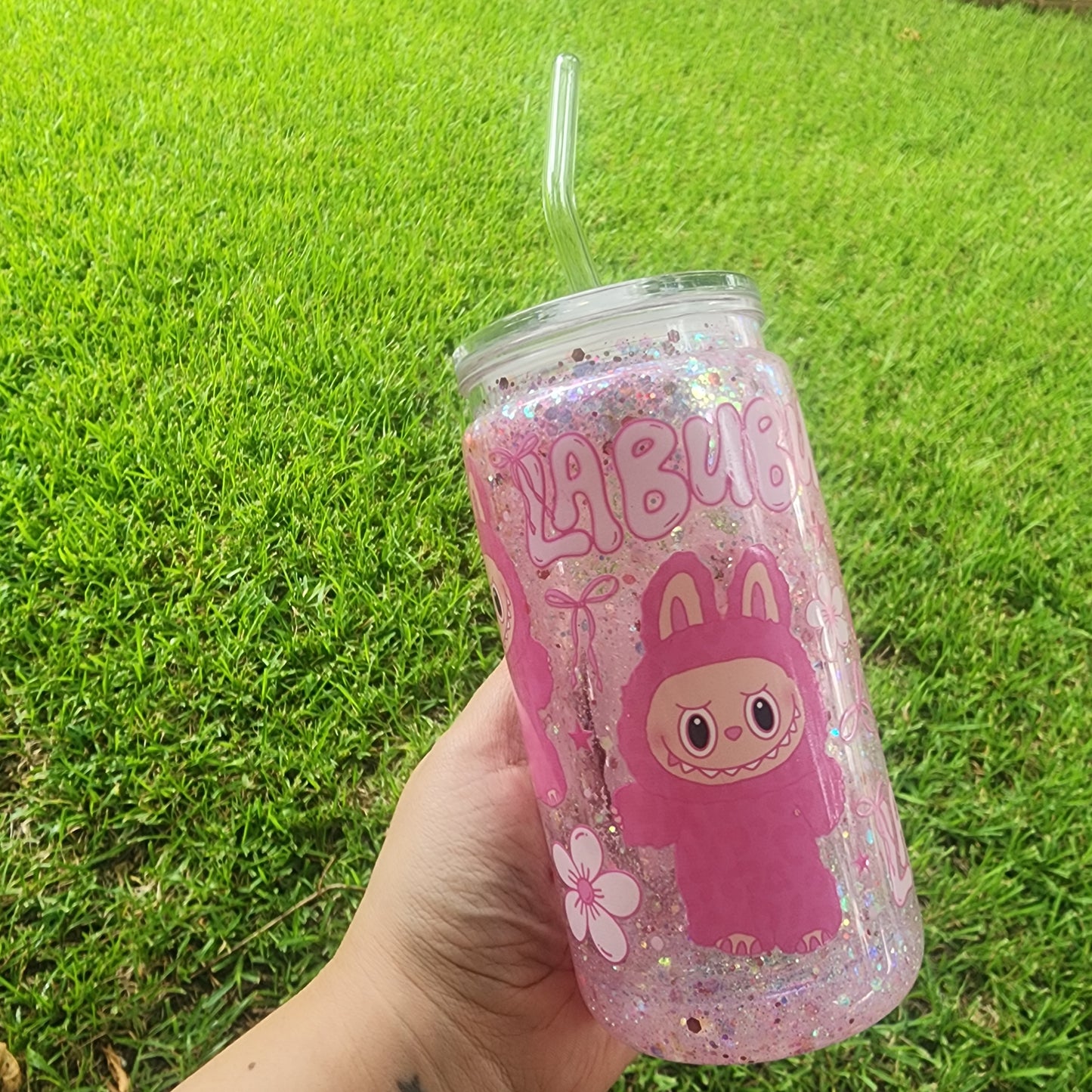 Labubu Pink Glitter Snowglobe