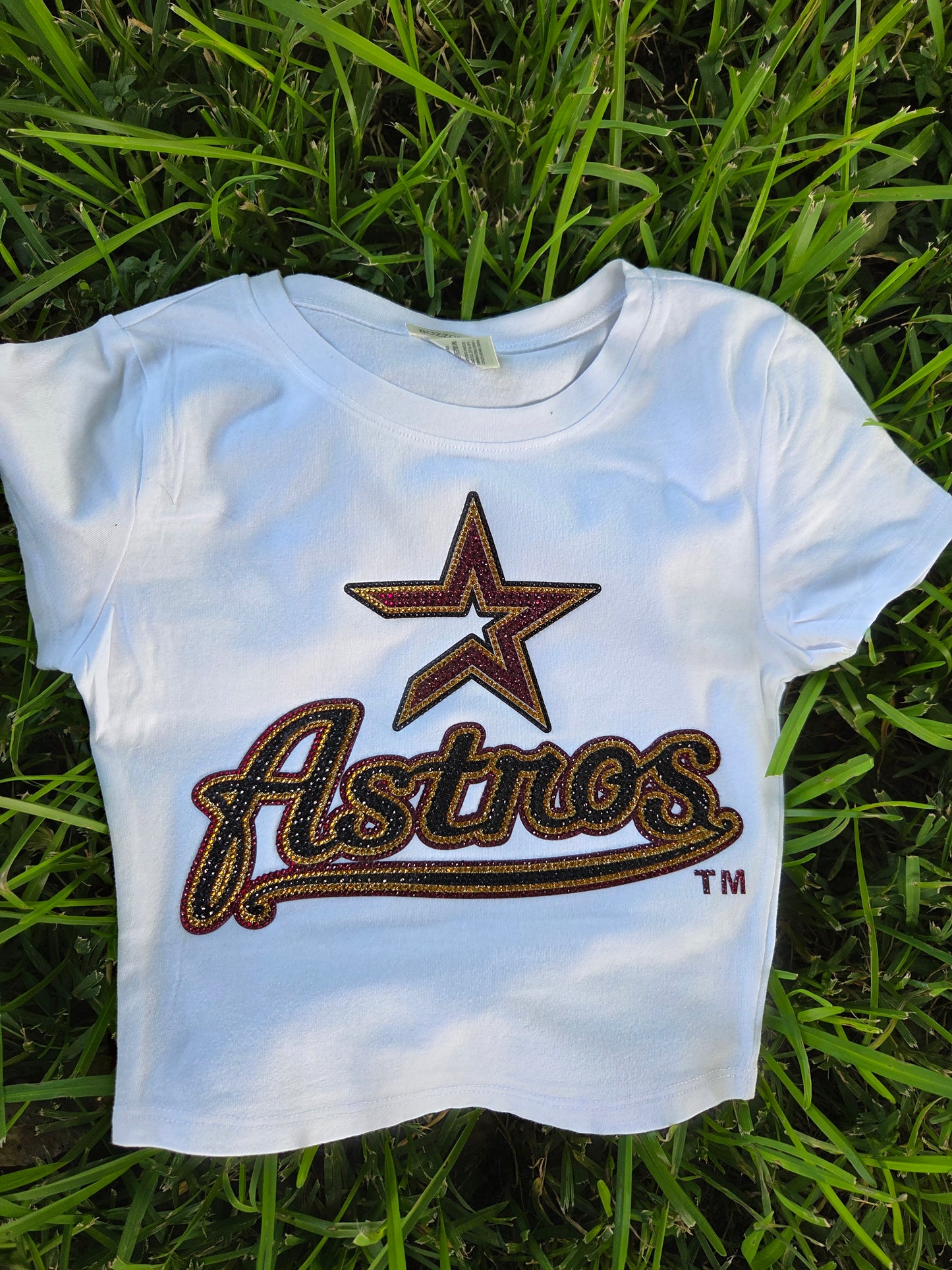 Astros old school glitter rhinestone