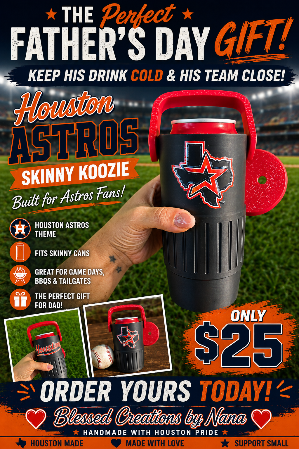 Astros Texas Skinny Koozie