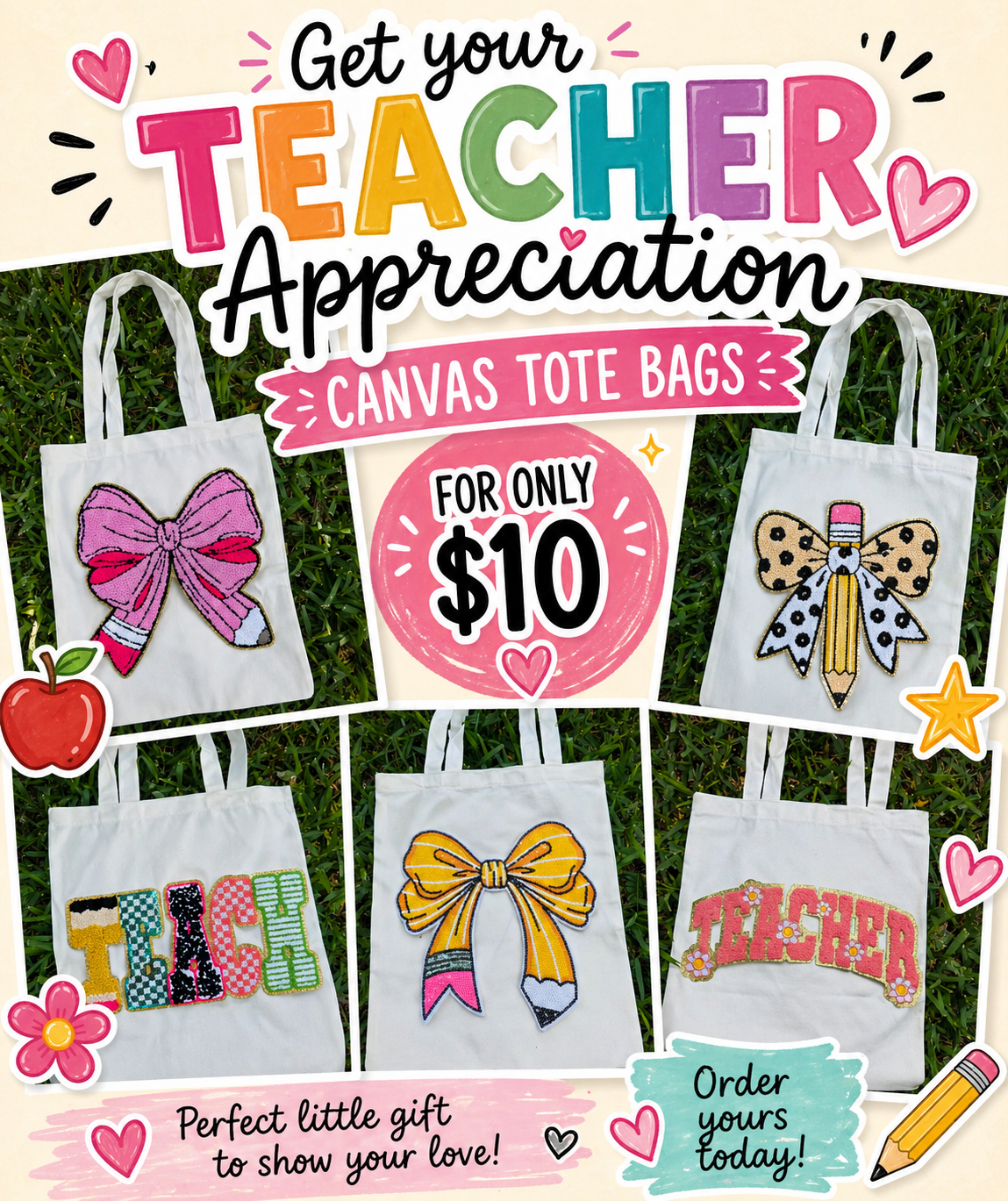 Teacher canvas bags