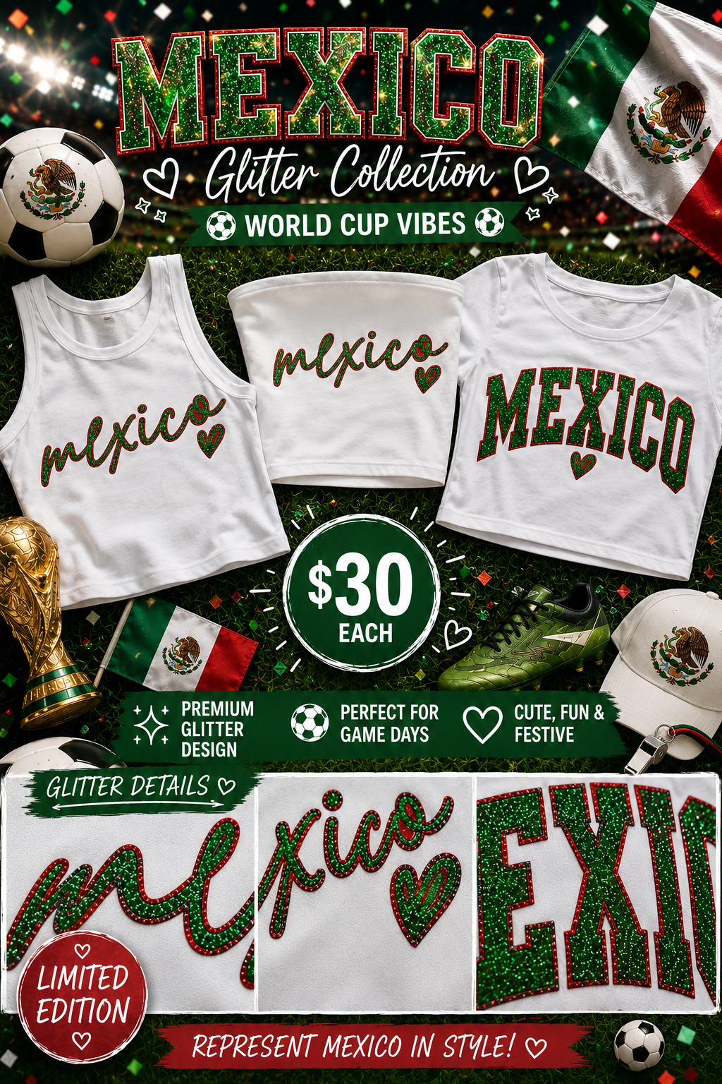Mexico Glitter 🇲🇽 CRop