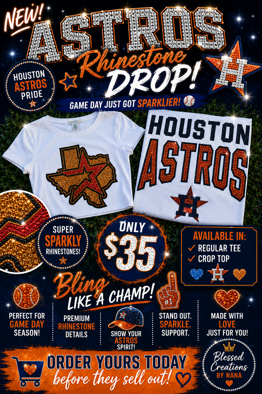 Astros Texas vinyl bling