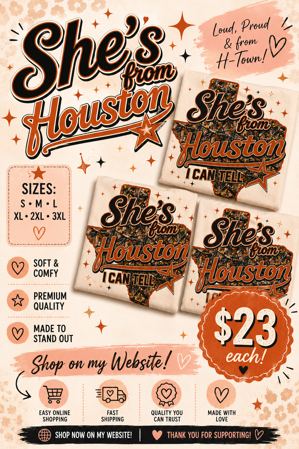 She's from Houston camo tee